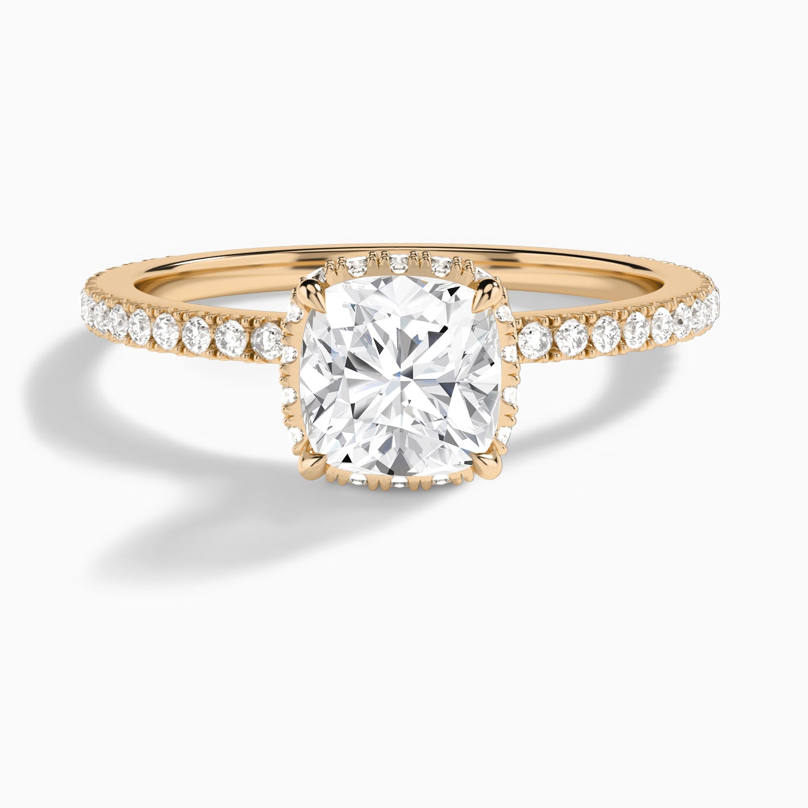 Cushion Maia Pavé Lab Grown Diamond Engagement Ring In 14K Rose Gold - Lucenjuri