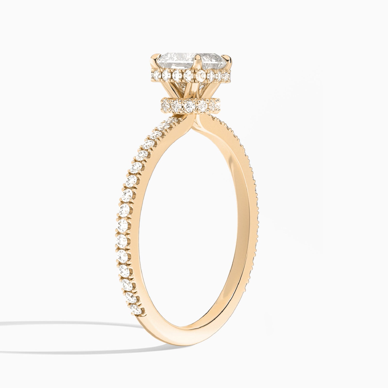 Cushion Maia Pavé Lab Grown Diamond Engagement Ring In 14K Rose Gold, Angle View