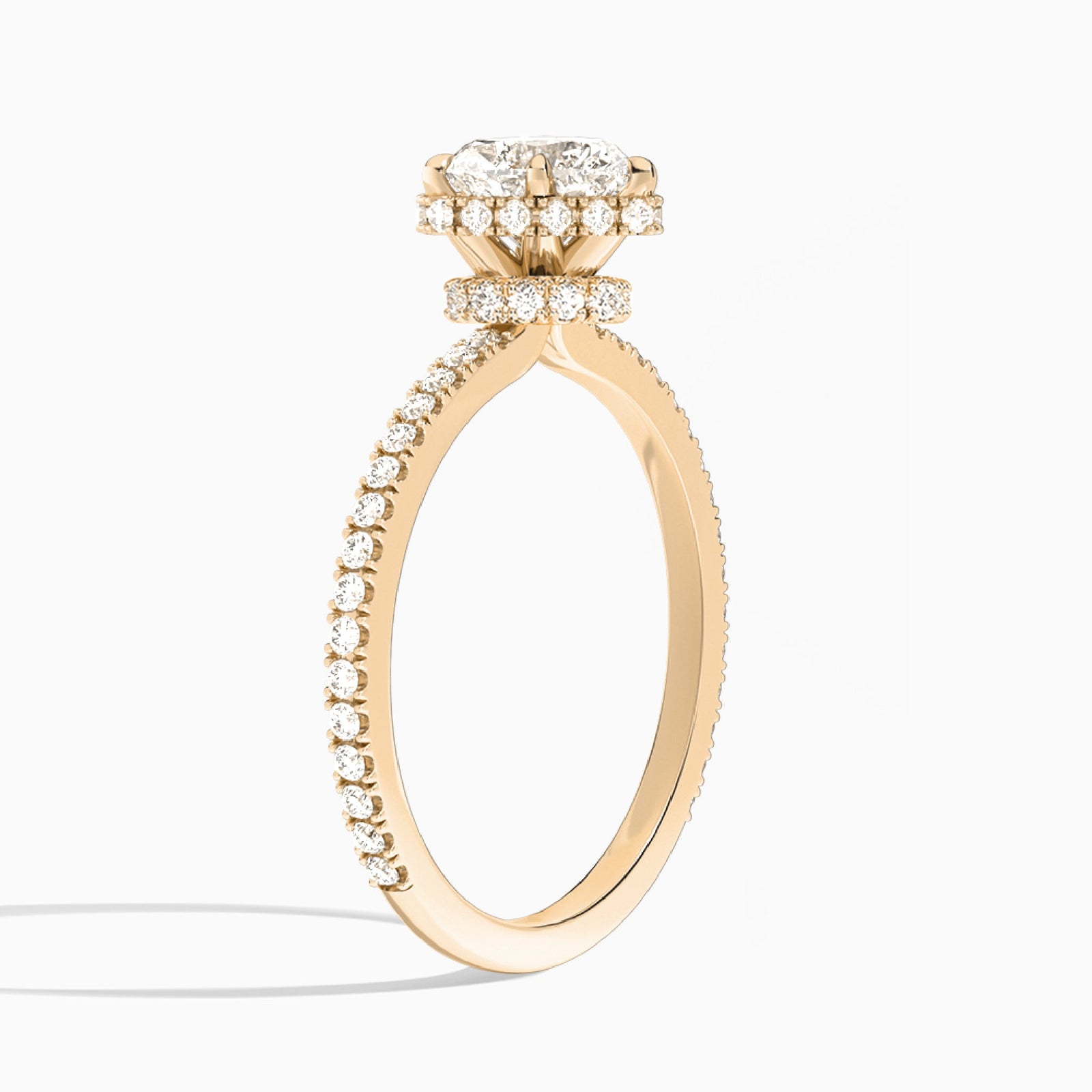 Heart Maia Pavé Lab Grown Diamond Engagement Ring In 14K Rose Gold, Angle View