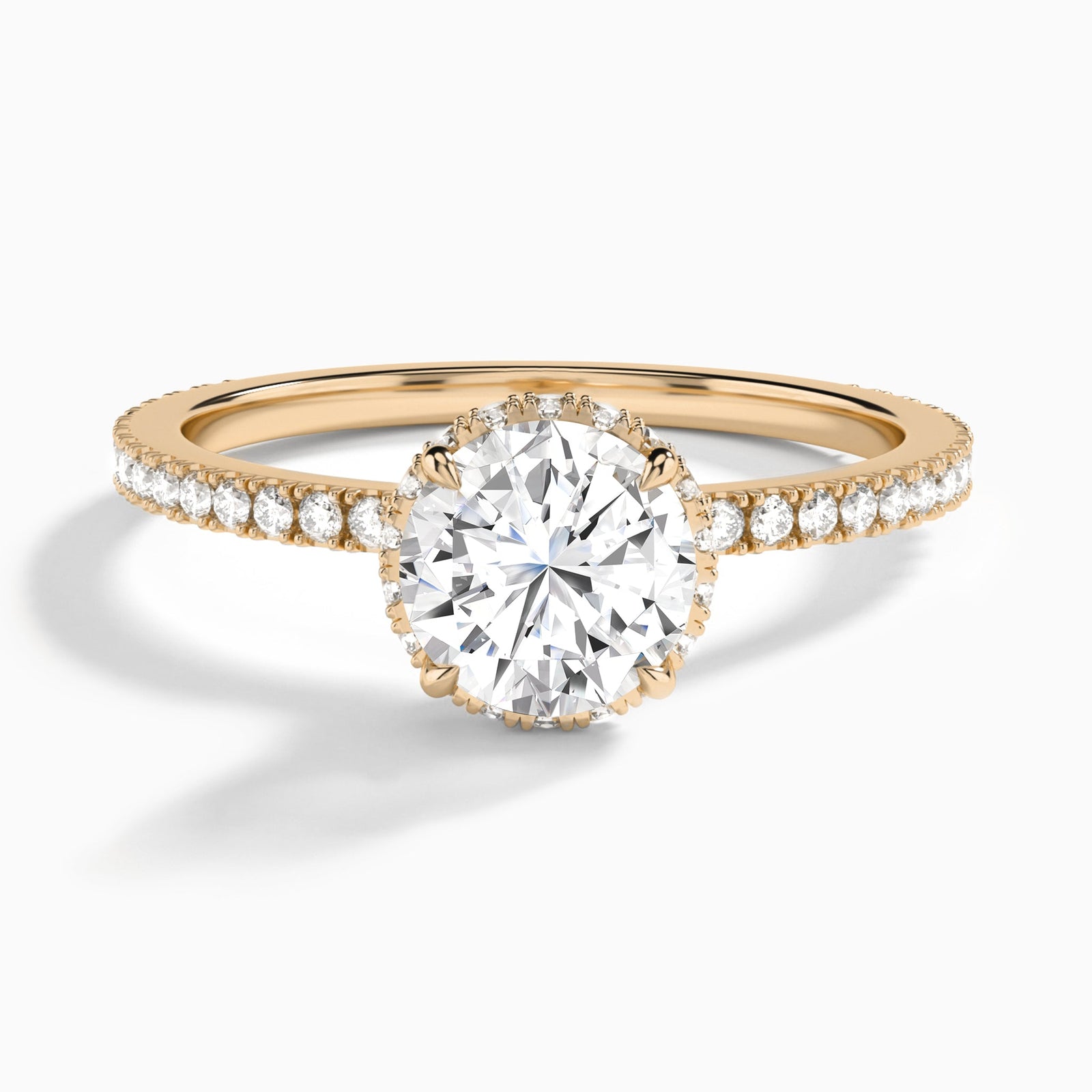Round Maia Pavé Lab Grown Diamond Engagement Ring In 14K Rose Gold - Lucenjuri