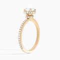 Round Maia Pavé Lab Grown Diamond Engagement Ring In 14K Rose Gold, Angle View