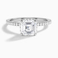 Asscher Maia Pavé Lab Grown Diamond Engagement Ring In 18K White Gold - Lucenjuri