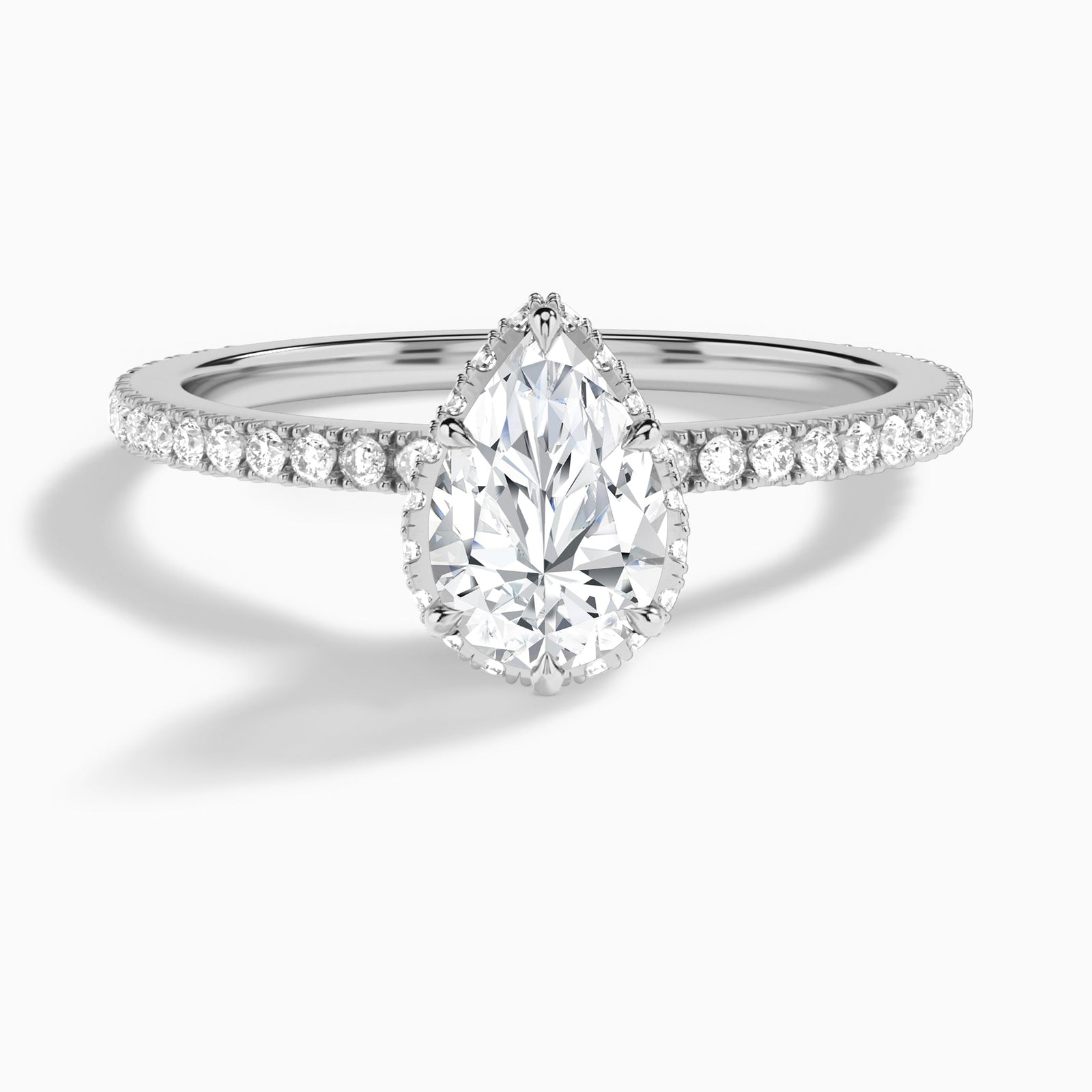 Pear Maia Pavé Lab Grown Diamond Engagement Ring In 14K White Gold - Lucenjuri
