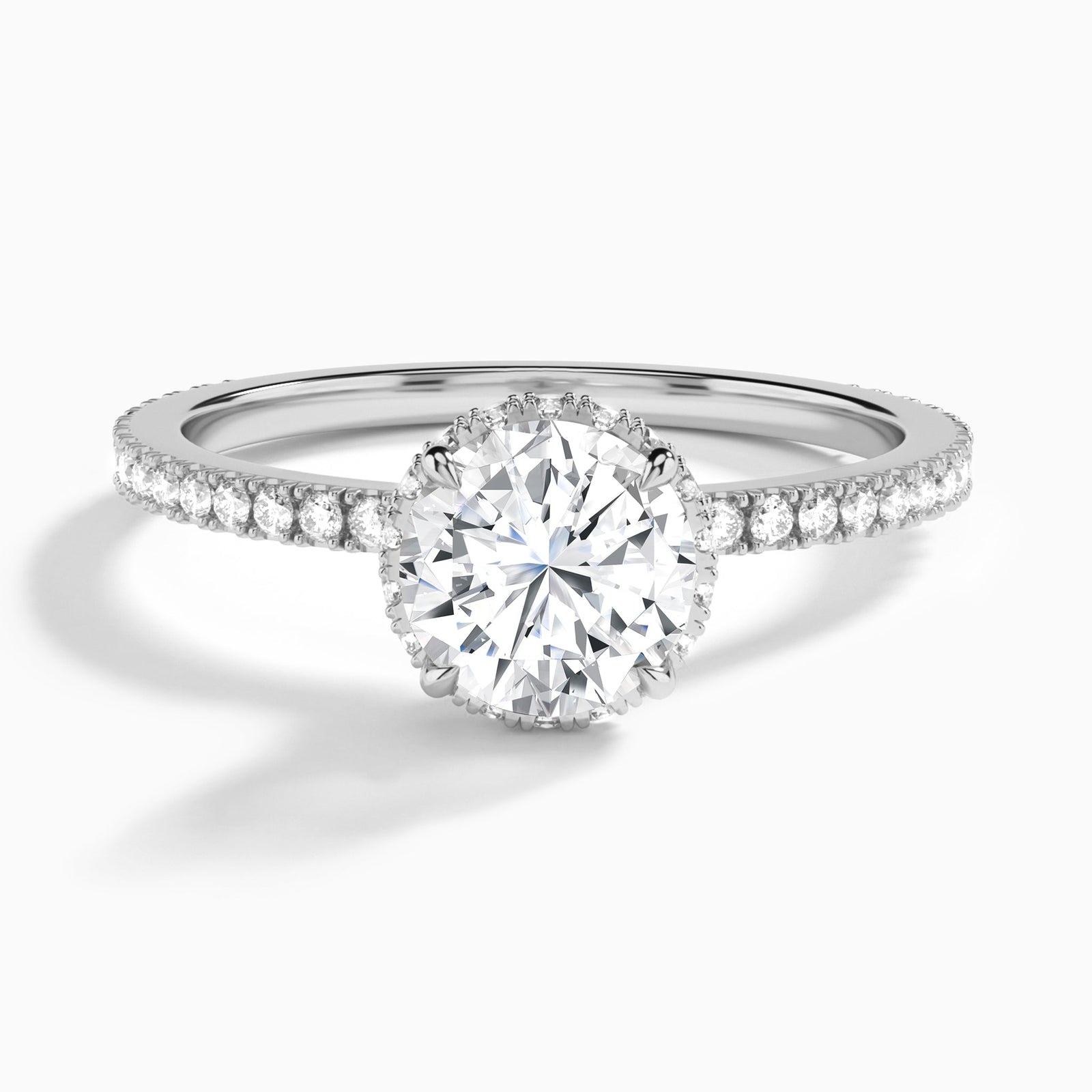 Round Maia Pavé Lab Grown Diamond Engagement Ring In 18K White Gold - Lucenjuri