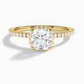 Cushion Maia Pavé Lab Grown Diamond Engagement Ring In 14K Yellow Gold - Lucenjuri
