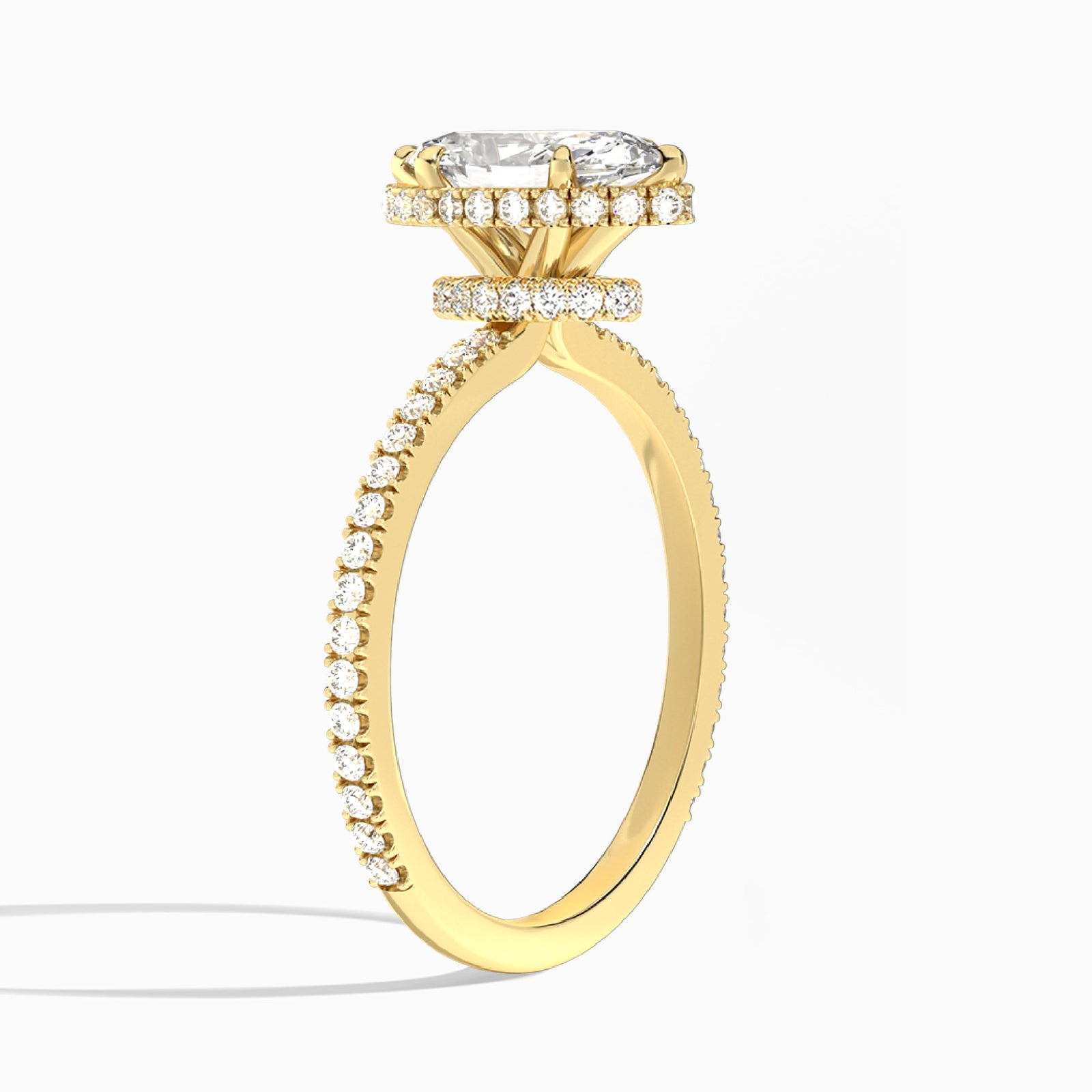 Marquise Maia Pavé Lab Grown Diamond Engagement Ring In 14K Yellow Gold, Angle View
