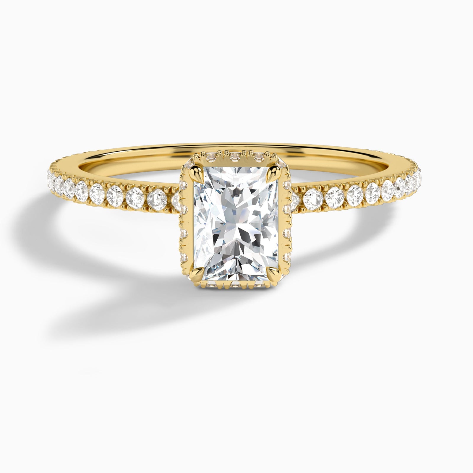 Radiant Maia Pavé Lab Grown Diamond Engagement Ring In 14K Yellow Gold - Lucenjuri