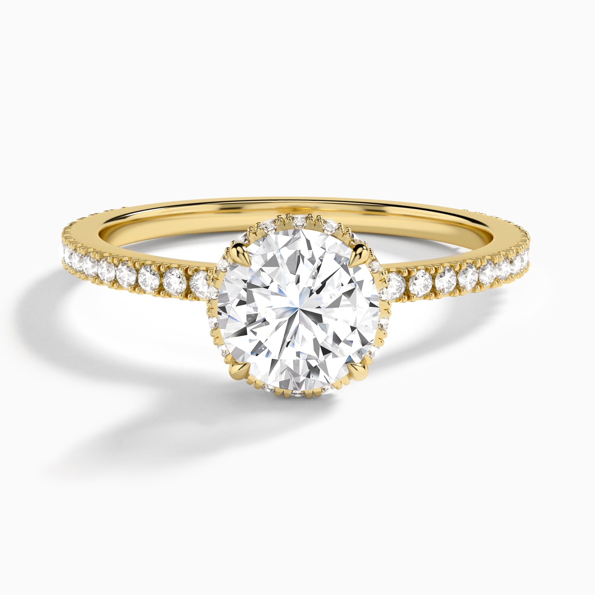 Round Maia Pavé Lab Grown Diamond Engagement Ring In 14K Yellow Gold - Lucenjuri