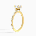 Round Maia Pavé Lab Grown Diamond Engagement Ring In 18K Yellow Gold, Angle View