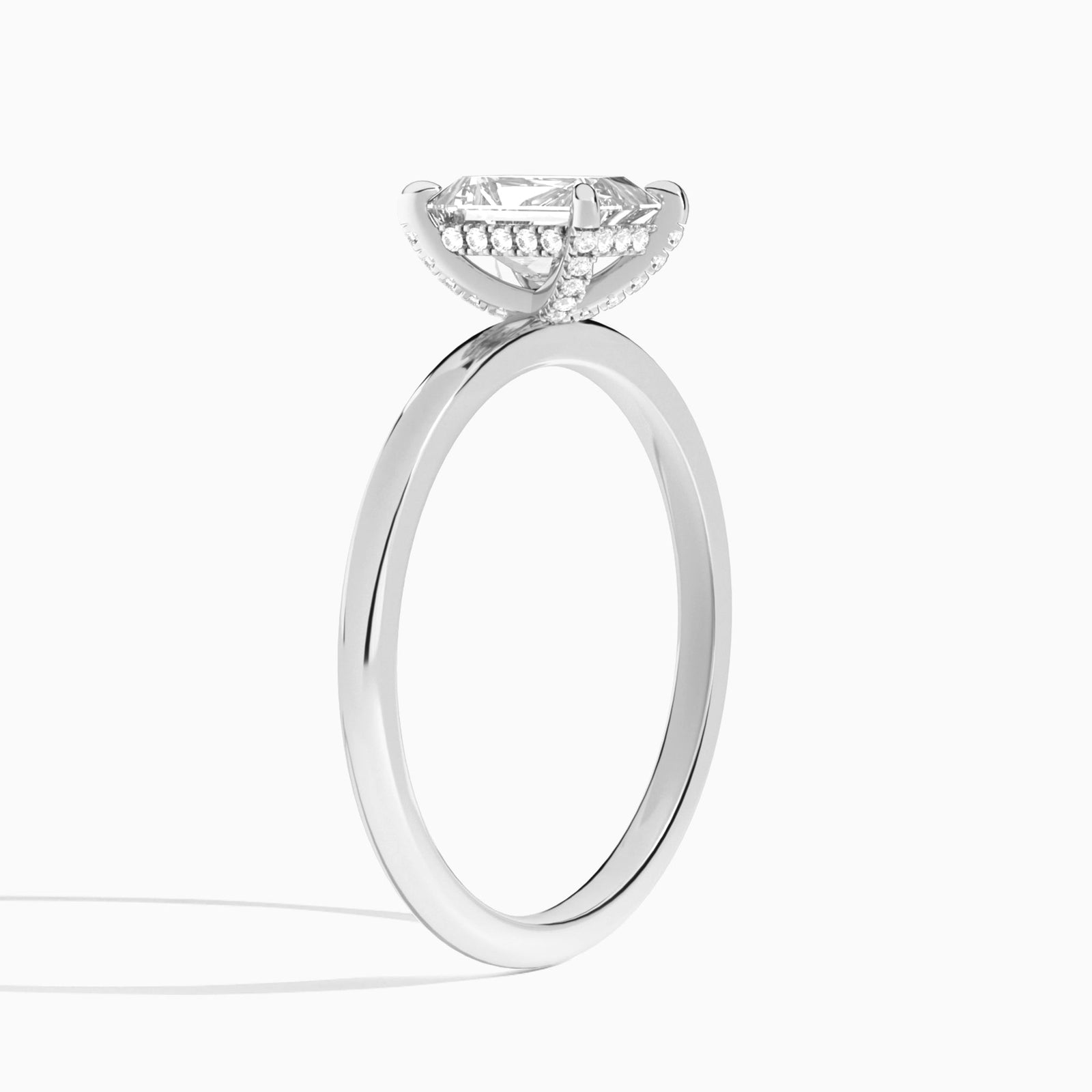 Radiant Seraphine Lab Grown Diamond Engagement Ring In 14K White Gold, Angle View