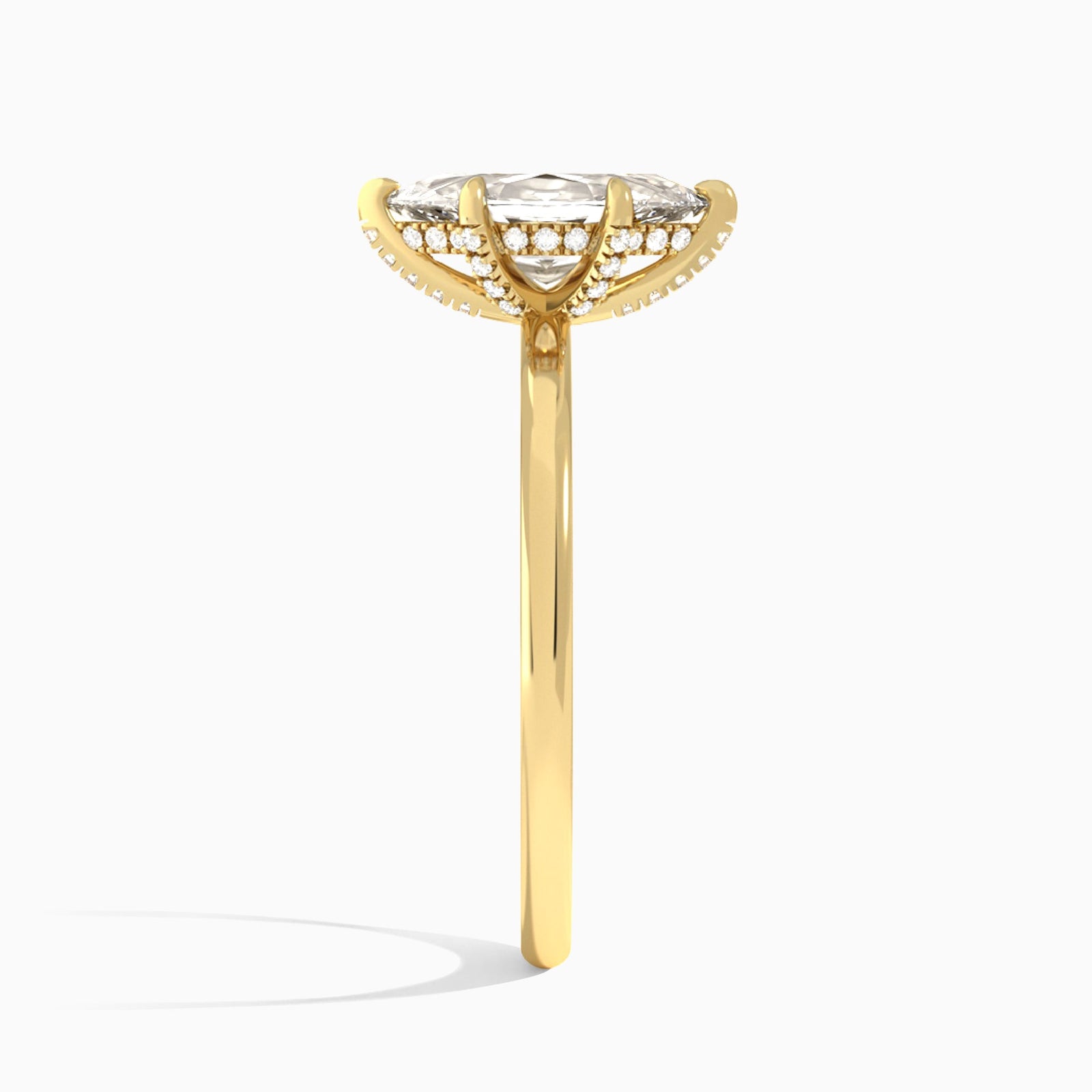 Marquise Seraphine Lab Grown Diamond Engagement Ring In 14K Yellow Gold, Side View