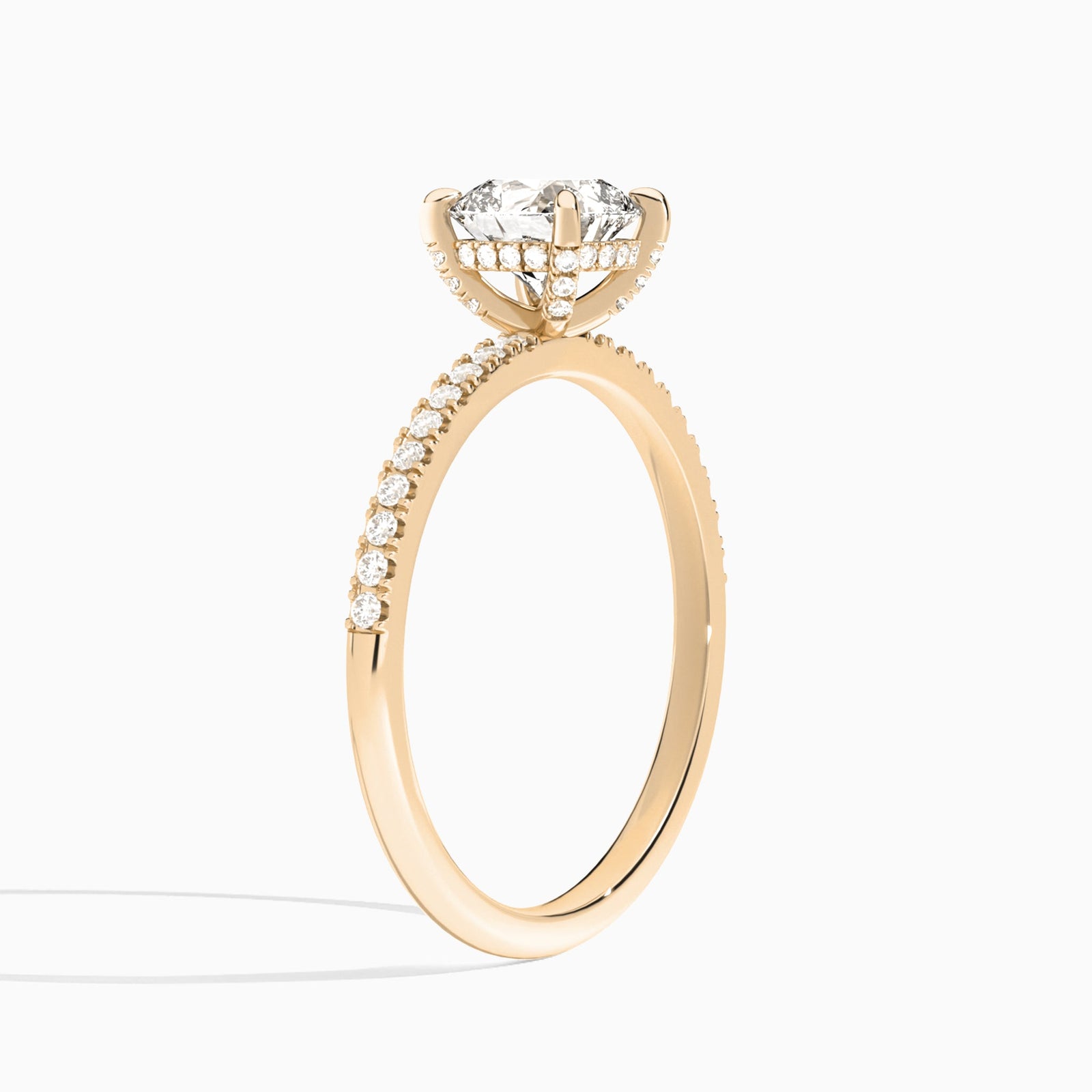 Cushion Valentina Pavé Lab Grown Diamond Engagement Ring In 14K Rose Gold, Angle View
