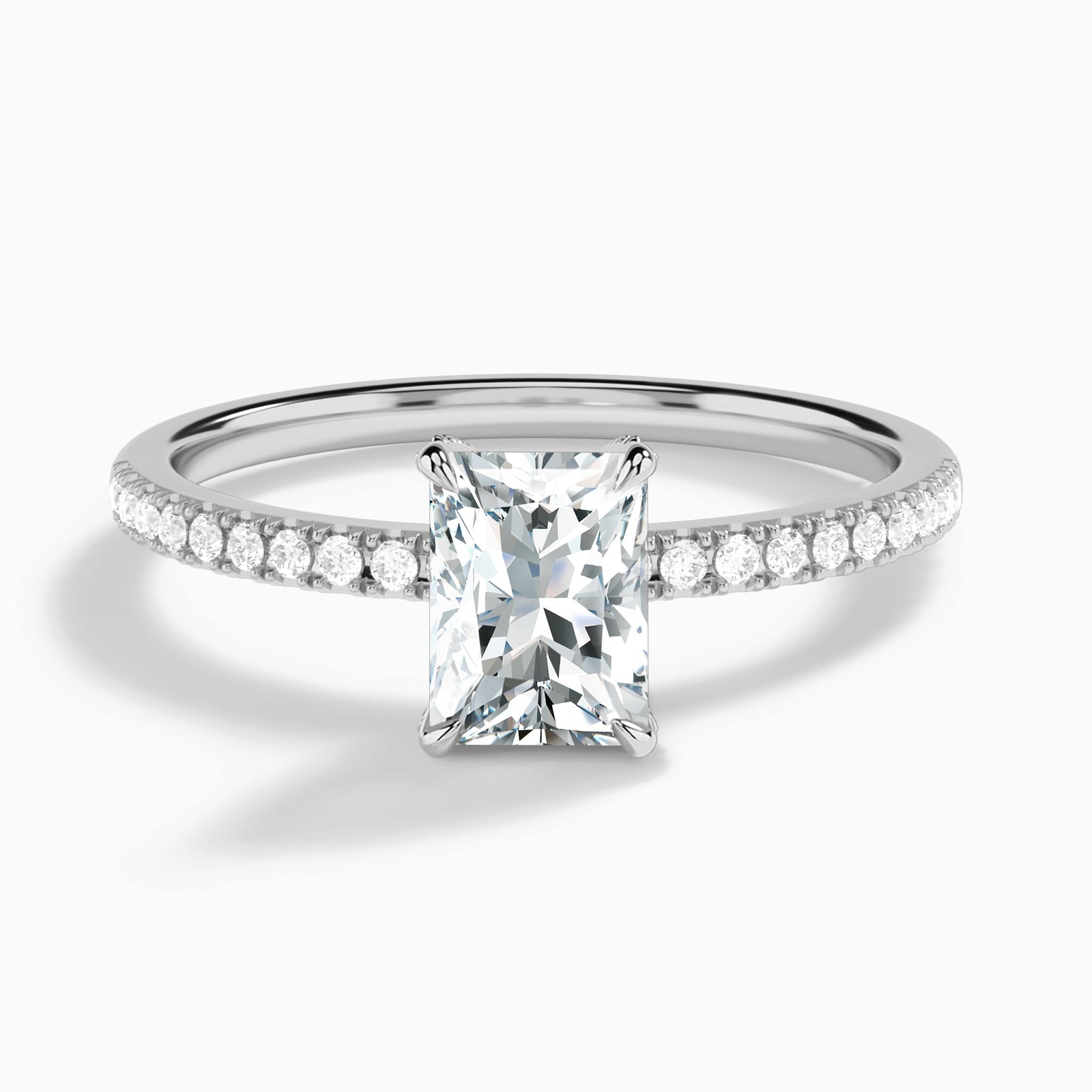 Radiant Valentina Pavé Lab Diamond Engagement Ring In 14K White Gold - Lucenjuri