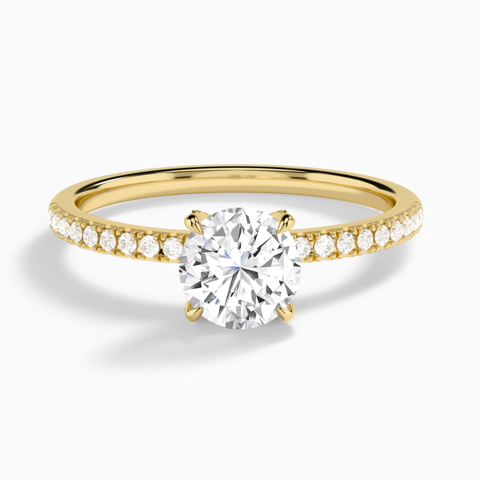 Round Valentina Pavé Lab Diamond Engagement Ring In 18K Yellow Gold - Lucenjuri