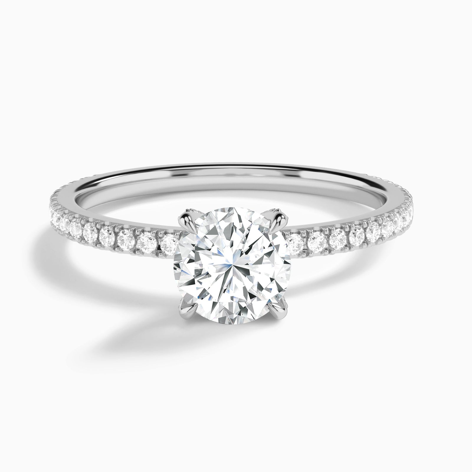 Round Luxe Valentina Pavé Lab Grown Diamond Engagement Ring In Platinum - Lucenjuri