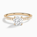 Round Luxe Valentina Pavé Lab Diamond Engagement Ring In 14K Rose Gold - Lucenjuri