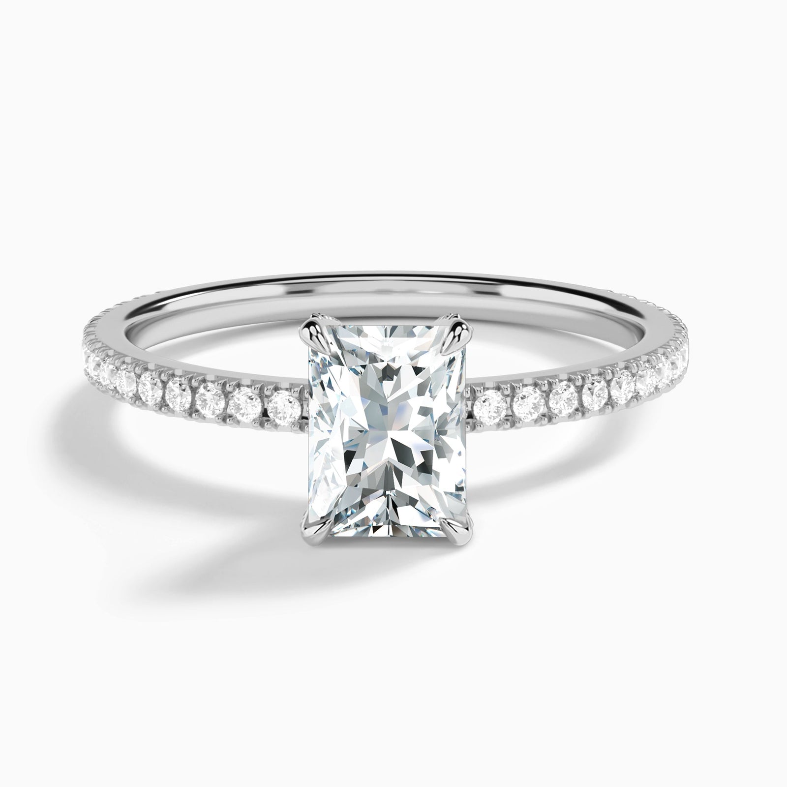 Radiant Luxe Valentina Pavé Lab Diamond Engagement Ring In 14K White Gold - Lucenjuri