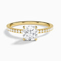 Cushion Luxe Valentina Pavé Lab Diamond Engagement Ring In 14K Yellow Gold - Lucenjuri