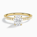 Oval Luxe Valentina Pavé Lab Diamond Engagement Ring In 18K Yellow Gold - Lucenjuri