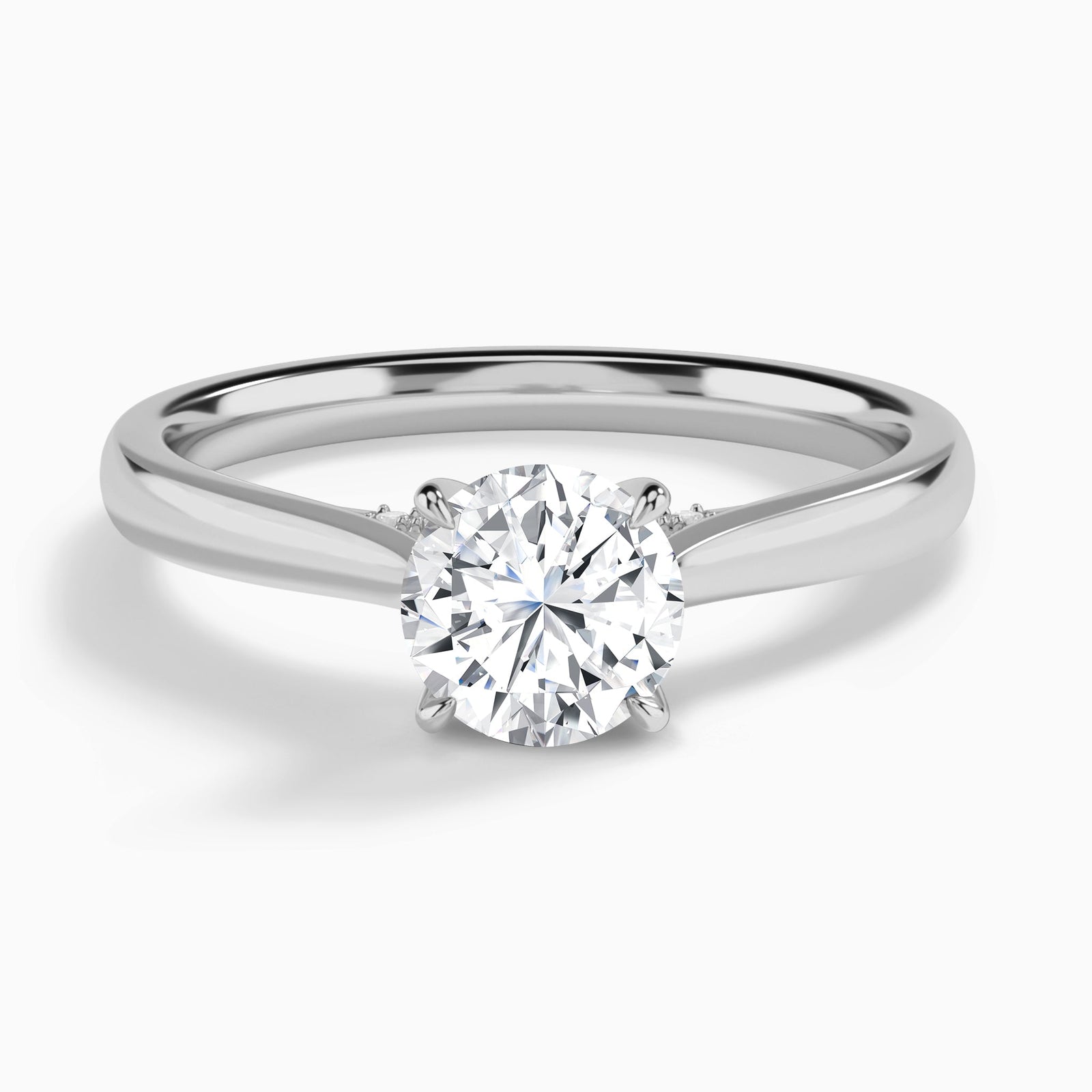 Round Ophelia Lab Grown Diamond Engagement Ring In Platinum - Lucenjuri