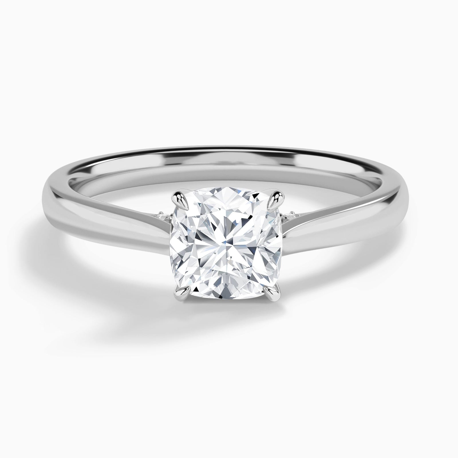 Cushion Ophelia Lab Grown Diamond Engagement Ring In 14K White Gold - Lucenjuri