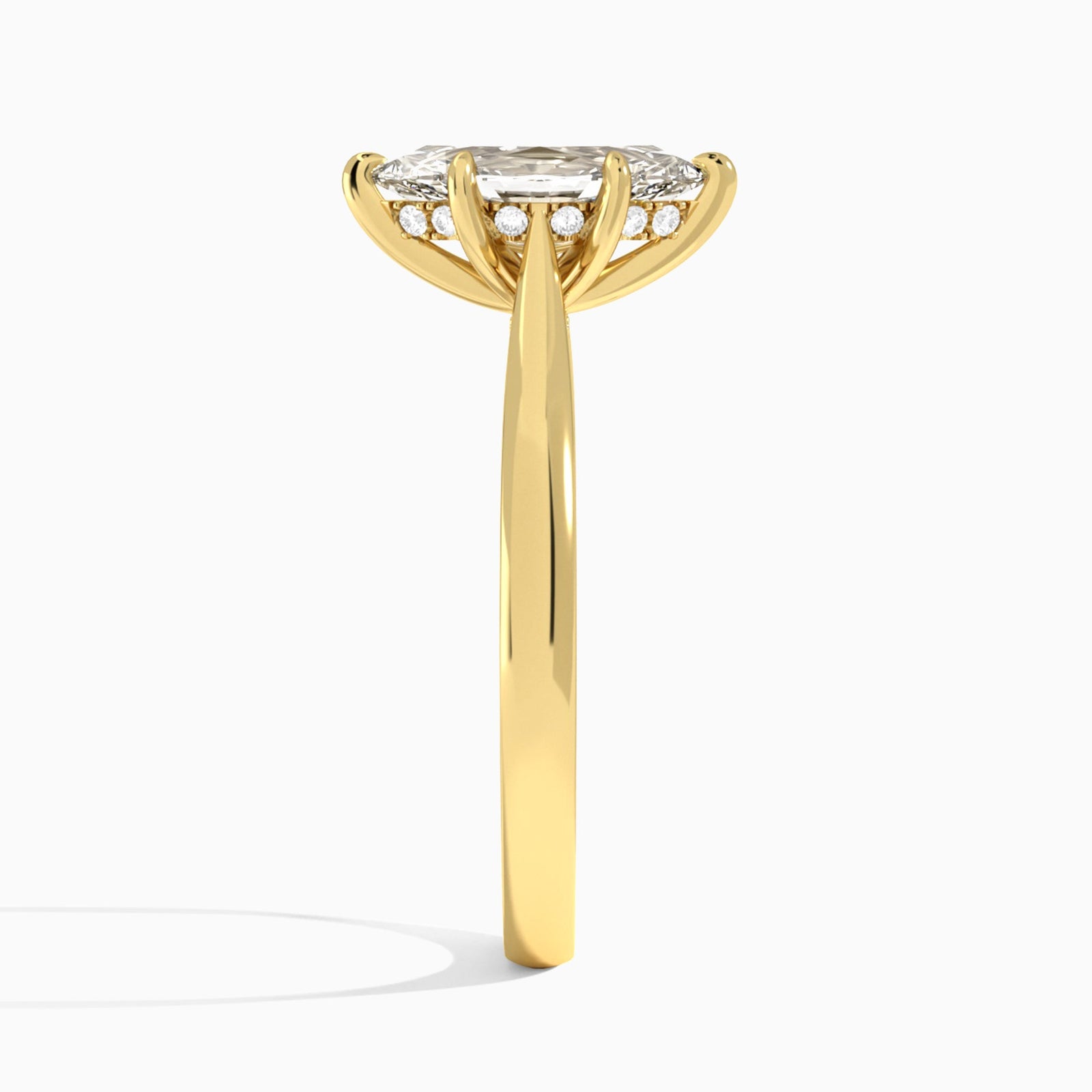 Marquise Ophelia Lab Grown Diamond Engagement Ring In 14K Yellow Gold, Side View