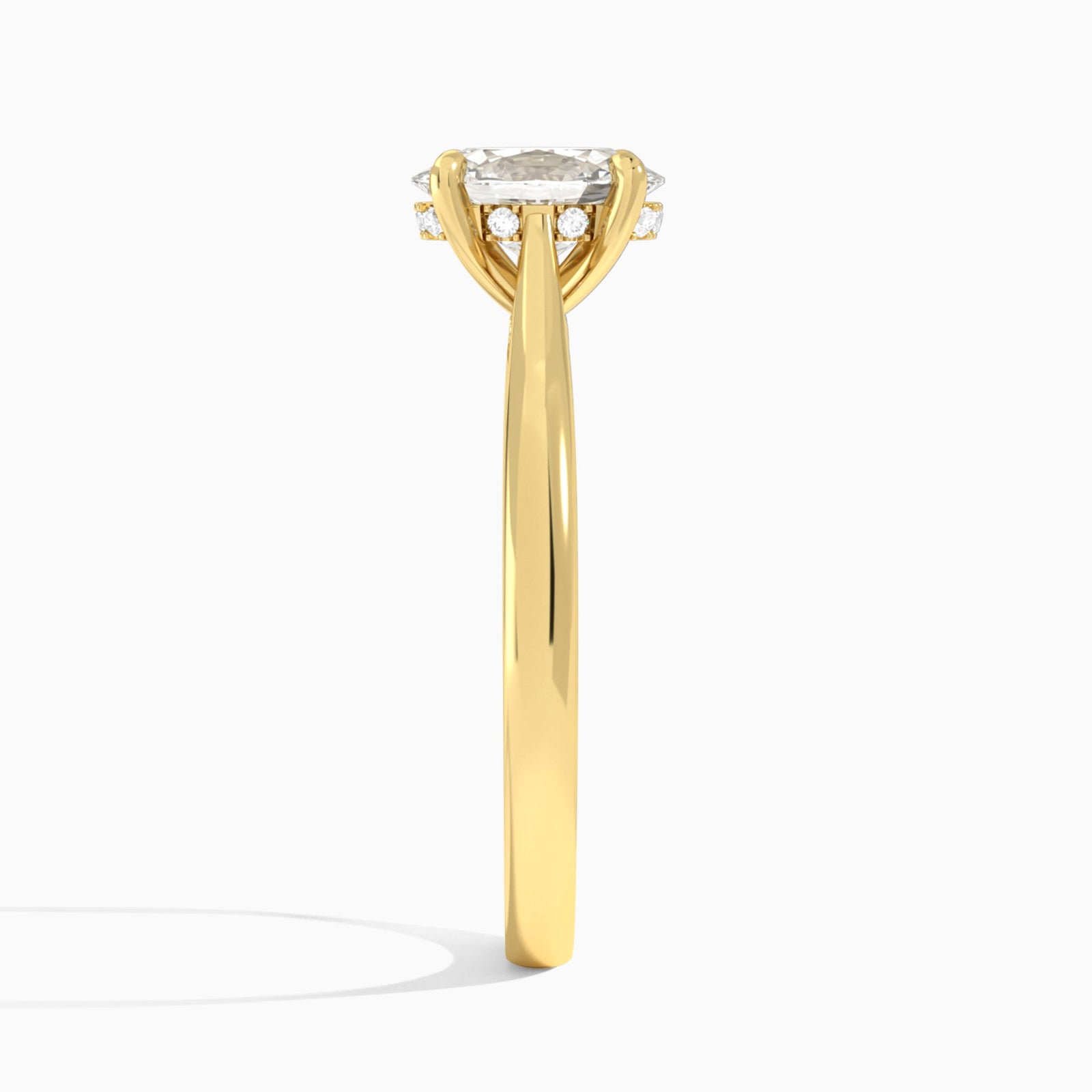 Oval Ophelia Lab Grown Diamond Engagement Ring In 18K Yellow Gold, Side View