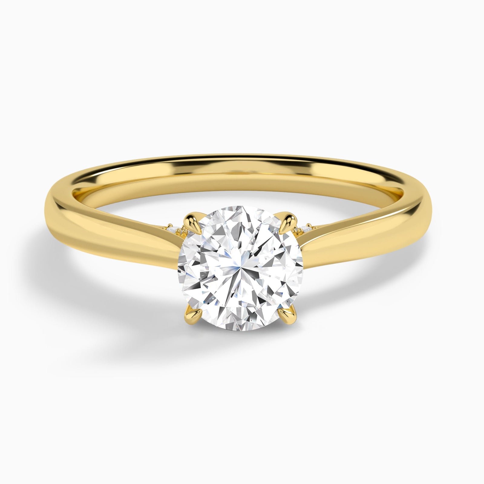 Round Ophelia Lab Grown Diamond Engagement Ring In 14K Yellow Gold - Lucenjuri