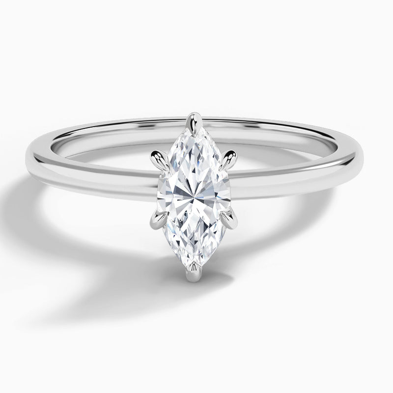 Marquise Hidden Halo Six-Prong Lab Diamond Engagement Ring In Platinum - Lucenjuri