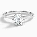 Round Hidden Halo Six-Prong Lab Diamond Engagement Ring In 18K White Gold - Lucenjuri