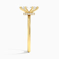 Marquise Hidden Halo Six-Prong Lab Diamond Engagement Ring In 14K Yellow Gold, Side View