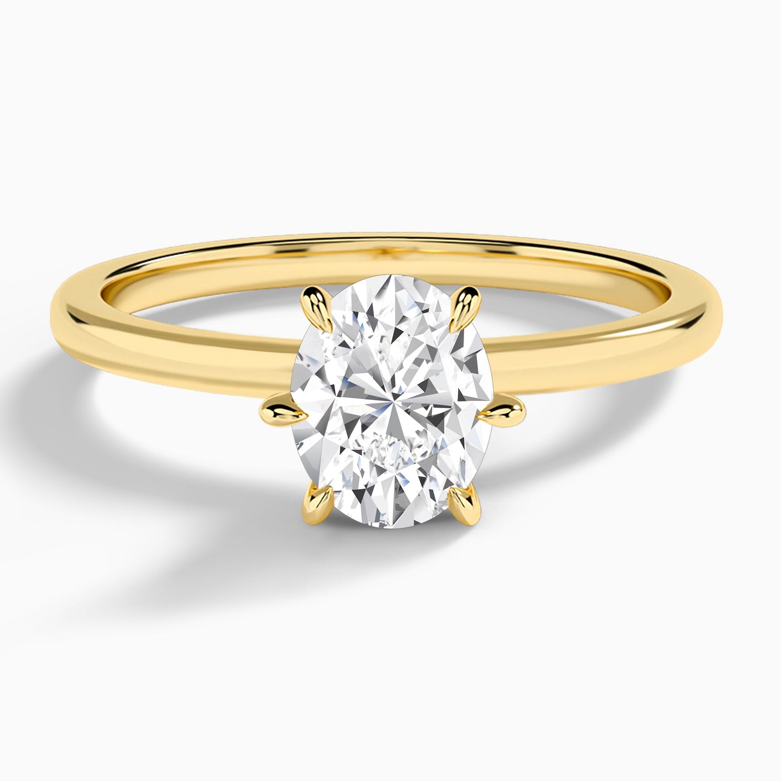 Oval Hidden Halo Six-Prong Lab Diamond Engagement Ring In 18K Yellow Gold - Lucenjuri