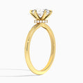 Oval Hidden Halo Six-Prong Lab Diamond Engagement Ring In 18K Yellow Gold, Angle View