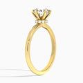Round Hidden Halo Six-Prong Lab Diamond Engagement Ring In 18K Yellow Gold, Angle View