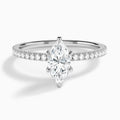 Marquise Luxe Six-Prong Pavé Lab Diamond Engagement Ring In 14K White Gold - Lucenjuri