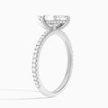 Marquise Luxe Six-Prong Pavé Lab Diamond Engagement Ring In 14K White Gold, Angle View