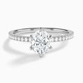 Oval Luxe Six-Prong Pavé Lab Diamond Engagement Ring In 14K White Gold - Lucenjuri