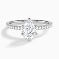 Pear Luxe Six-Prong Pavé Lab Diamond Engagement Ring In 14K White Gold - Lucenjuri