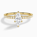 Marquise Luxe Six-Prong Pavé Lab Diamond Engagement Ring In 14K Yellow Gold - Lucenjuri