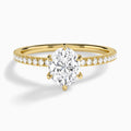 Oval Luxe Six-Prong Pavé Lab Diamond Engagement Ring In 14K Yellow Gold - Lucenjuri