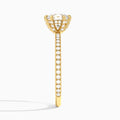 Oval Luxe Six-Prong Pavé Lab Diamond Engagement Ring In 14K Yellow Gold, Side View