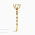 Round Luxe Six-Prong Pavé Lab Diamond Engagement Ring In 14K Yellow Gold, Side View