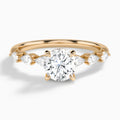 Round Crescent Pear Lab Diamond Engagement Ring In 14K Rose Gold - Lucenjuri