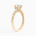 Round Crescent Pear Lab Diamond Engagement Ring In 14K Rose Gold, Angle View
