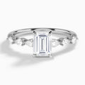 Emerald Crescent Pear Lab Diamond Engagement Ring In 14K White Gold - Lucenjuri