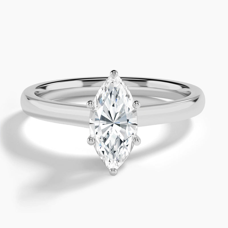Marquise Six-Prong Hidden Halo Lab Diamond Engagement Ring In Platinum - Lucenjuri