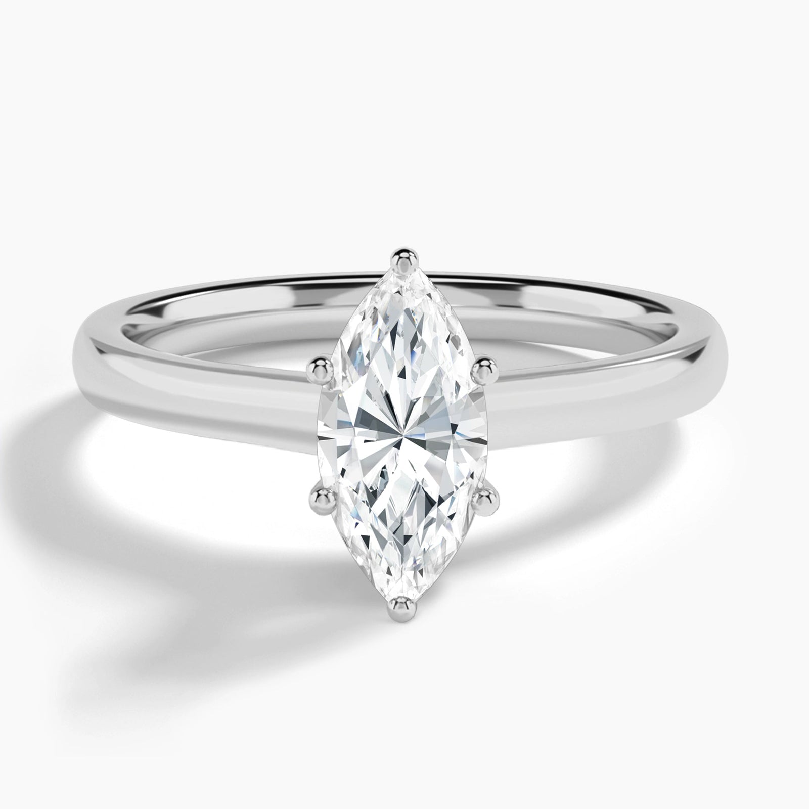 Marquise Six-Prong Hidden Halo Lab Diamond Engagement Ring In Platinum - Lucenjuri