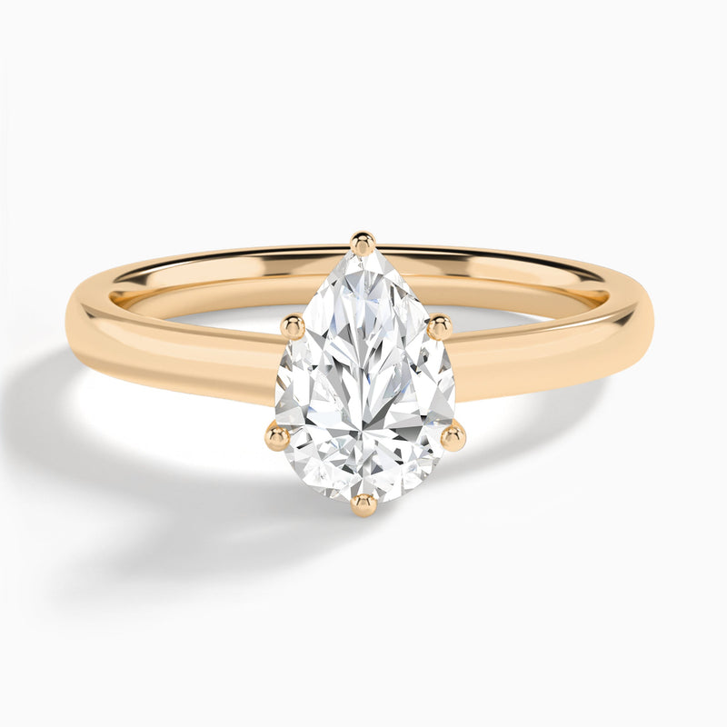 Pear Six-Prong Hidden Halo Lab Diamond Engagement Ring In 14K Rose Gold - Lucenjuri