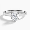 Oval Six-Prong Hidden Halo Lab Diamond Engagement Ring In 14K White Gold - Lucenjuri