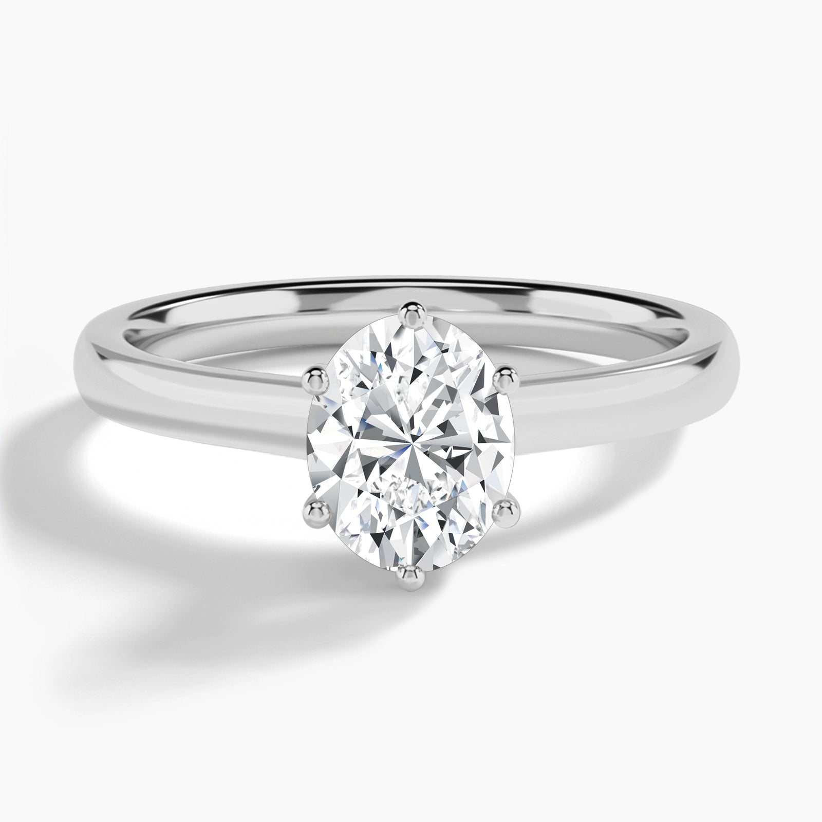 Oval Six-Prong Hidden Halo Lab Diamond Engagement Ring In 14K White Gold - Lucenjuri